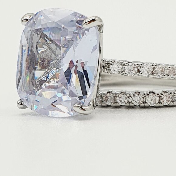 😍Engagement Radiant Cut CZ Thin Romantic Wedding Ring Set for Women, K969 - Picture 13 of 14